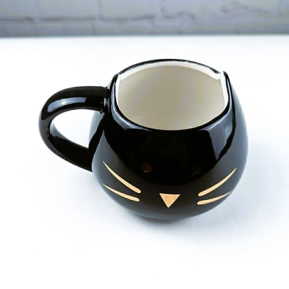 Black Cat Mug w/ Rose Gold Features